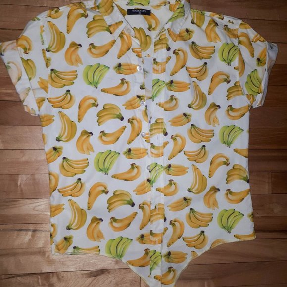 Button Tie Waist Banana Shirt - Picture 3 of 4